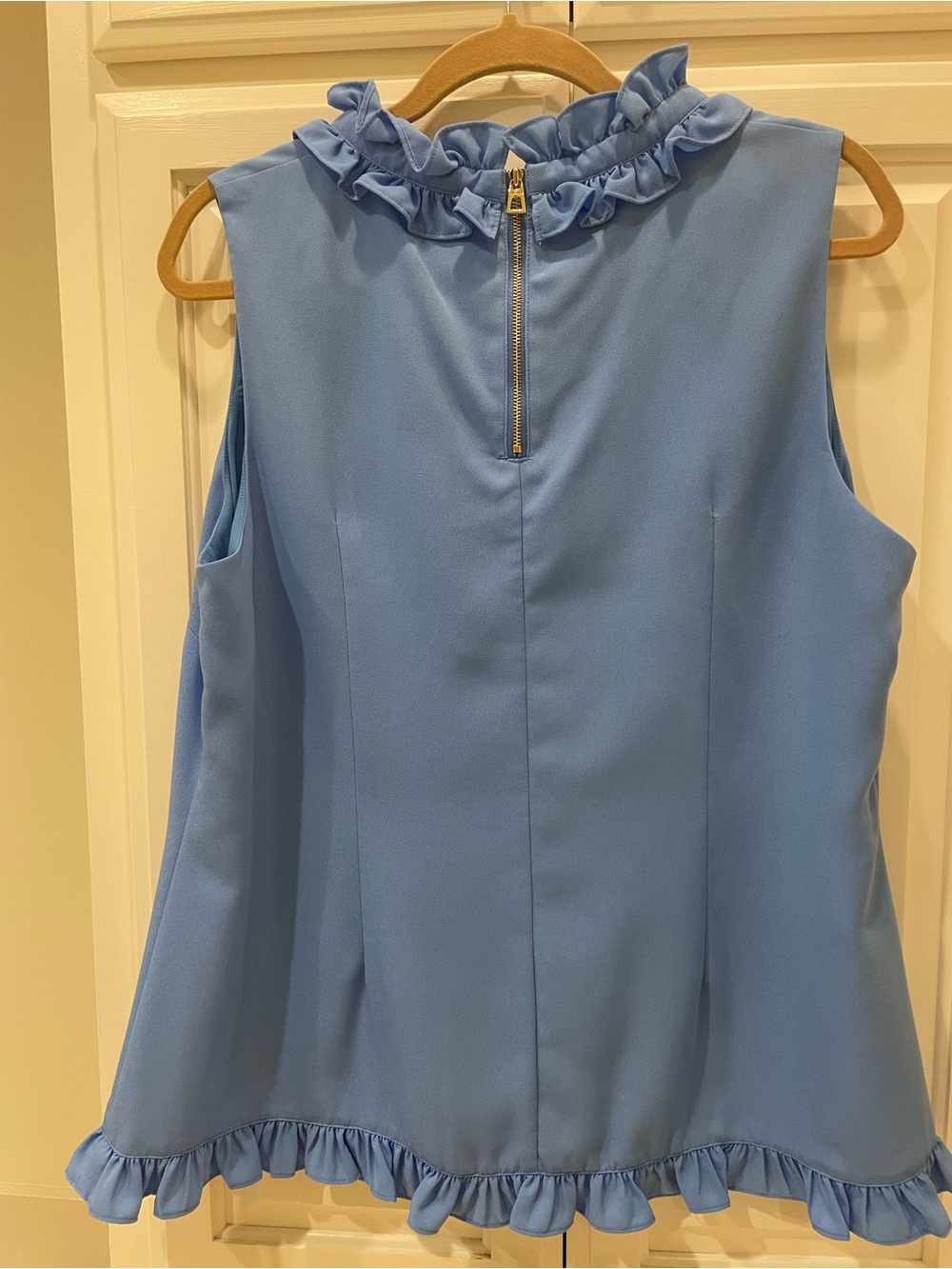 Sail to Sable Sky Blue Sleeveless Ruffle-Neck Top - Picture 2 of 5